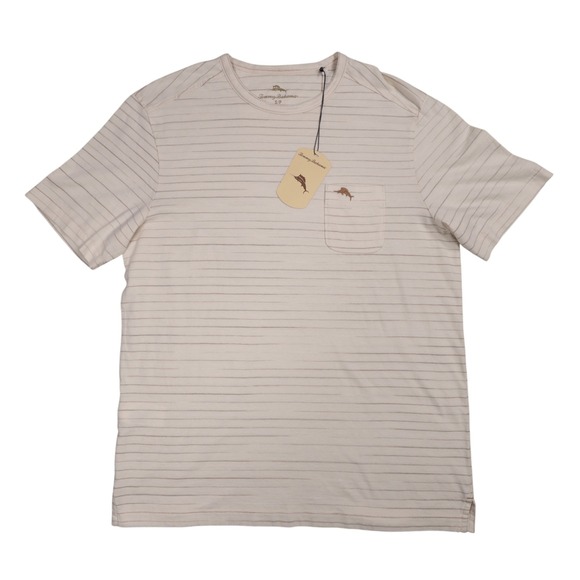NEW Tommy Bahama Striped T-Shirt‎ with Pocket - Casual Everyday Top - Size S - Picture 2 of 4